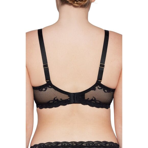 🆕NATORI Full Figure Deep Plunge Feathers UW T-Shirt Bra 40G Black #741299 - Picture 3 of 10